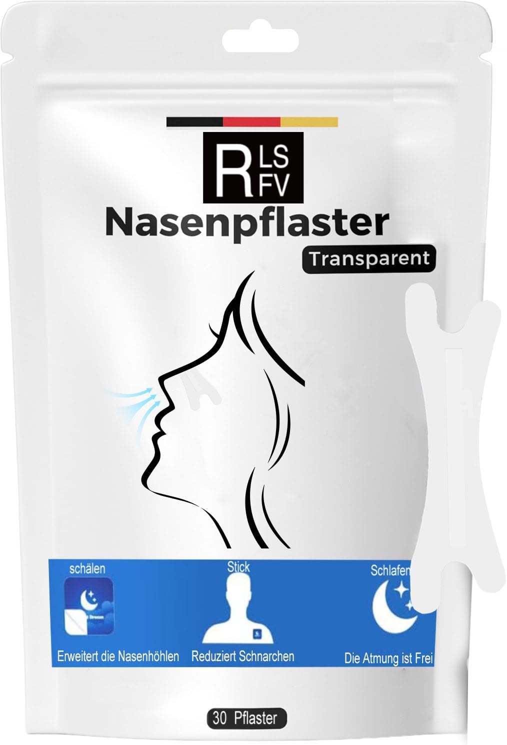 Anti-Snoring Nasal Strips for Children and Adults: Anti-Snoring Nose Strips for Free Breathing at Night or Campaigns, 30 Pieces