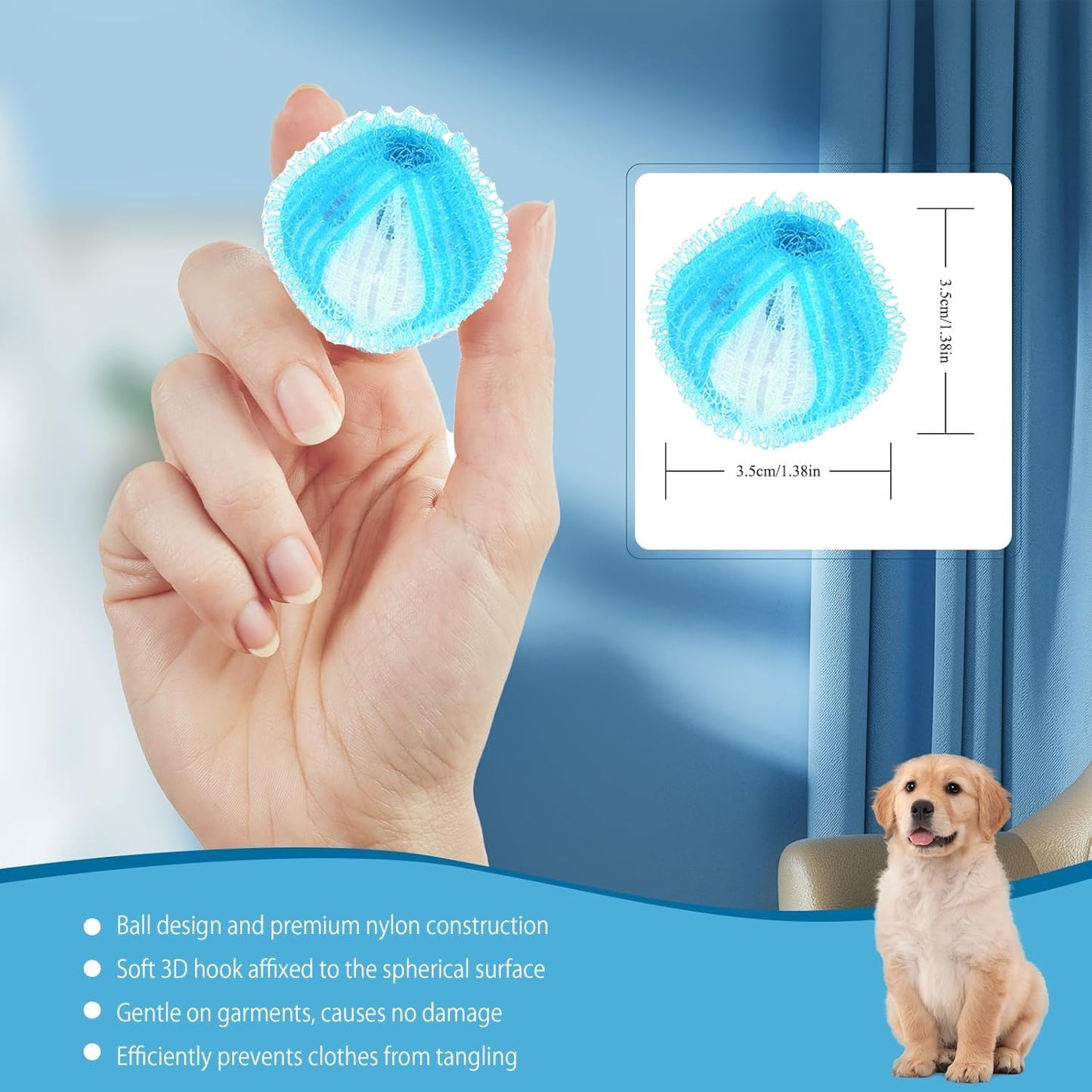 Pet Hair Remover for Laundry 12 Packs: Washing Balls Removes Pet Fur, Hair from Clothes Laundry Bedding - Dog & Cat Hair Catcher for Washing Machine & Dryer