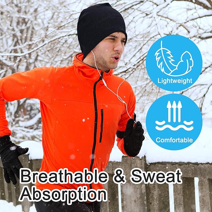 RLSFV Running Hat Men Women Sports Hat Fleece Thermal Comfortable Transition Hat High Elasticity Windproof Functional Hat Unisex for Jogging Skiing Work Fishing Cycling Outdoor