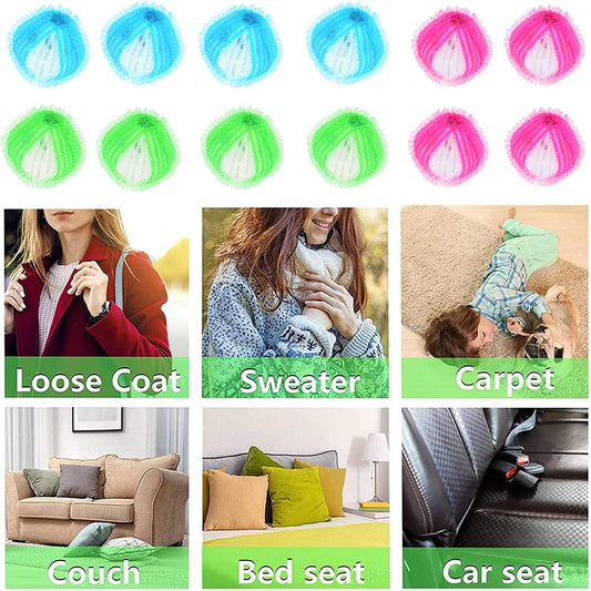 Pet Hair Remover for Laundry 12 Packs: Washing Balls Removes Pet Fur, Hair from Clothes Laundry Bedding - Dog & Cat Hair Catcher for Washing Machine & Dryer