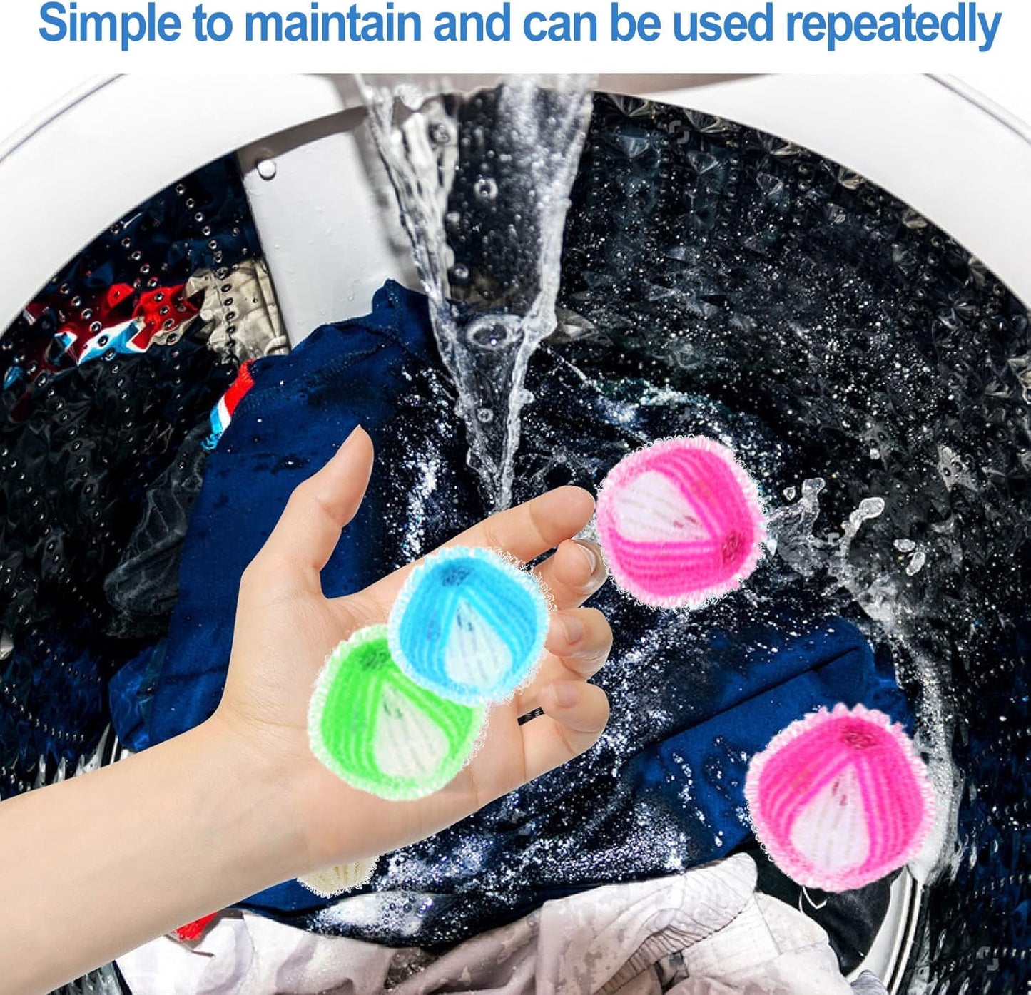 Pet Hair Remover for Laundry 12 Packs: Washing Balls Removes Pet Fur, Hair from Clothes Laundry Bedding - Dog & Cat Hair Catcher for Washing Machine & Dryer