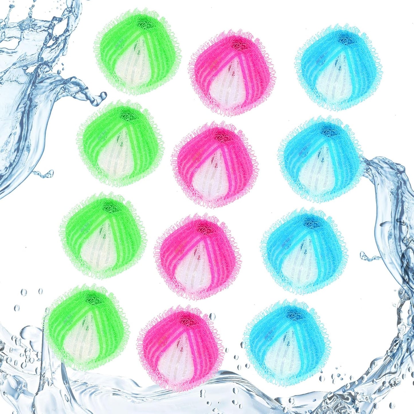 Pet Hair Remover for Laundry 12 Packs: Washing Balls Removes Pet Fur, Hair from Clothes Laundry Bedding - Dog & Cat Hair Catcher for Washing Machine & Dryer