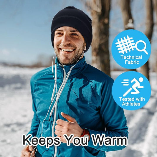 RLSFV Running Hat Men Women Sports Hat Fleece Thermal Comfortable Transition Hat High Elasticity Windproof Functional Hat Unisex for Jogging Skiing Work Fishing Cycling Outdoor